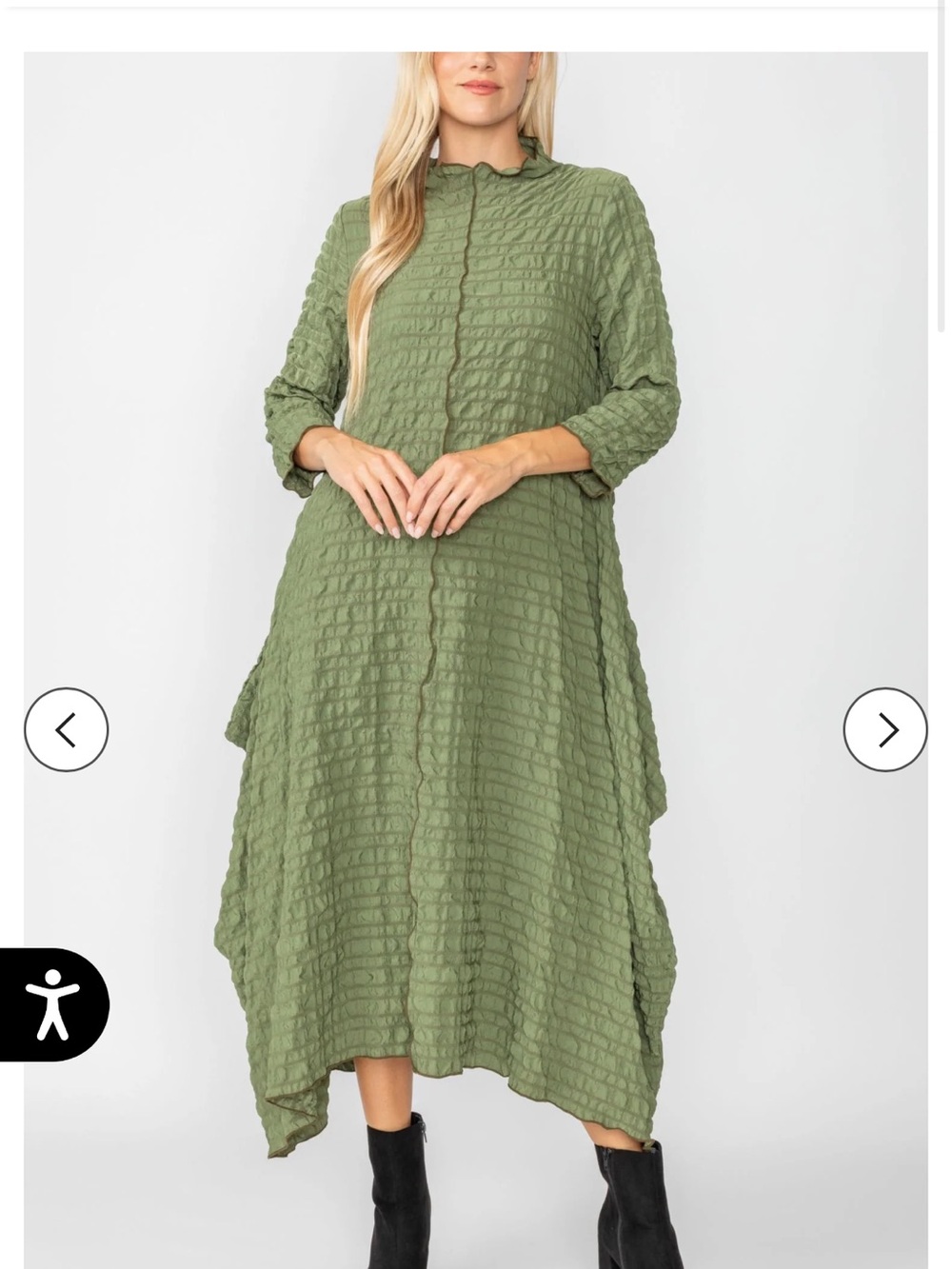 IC Collection Olive Bubble Check Dress